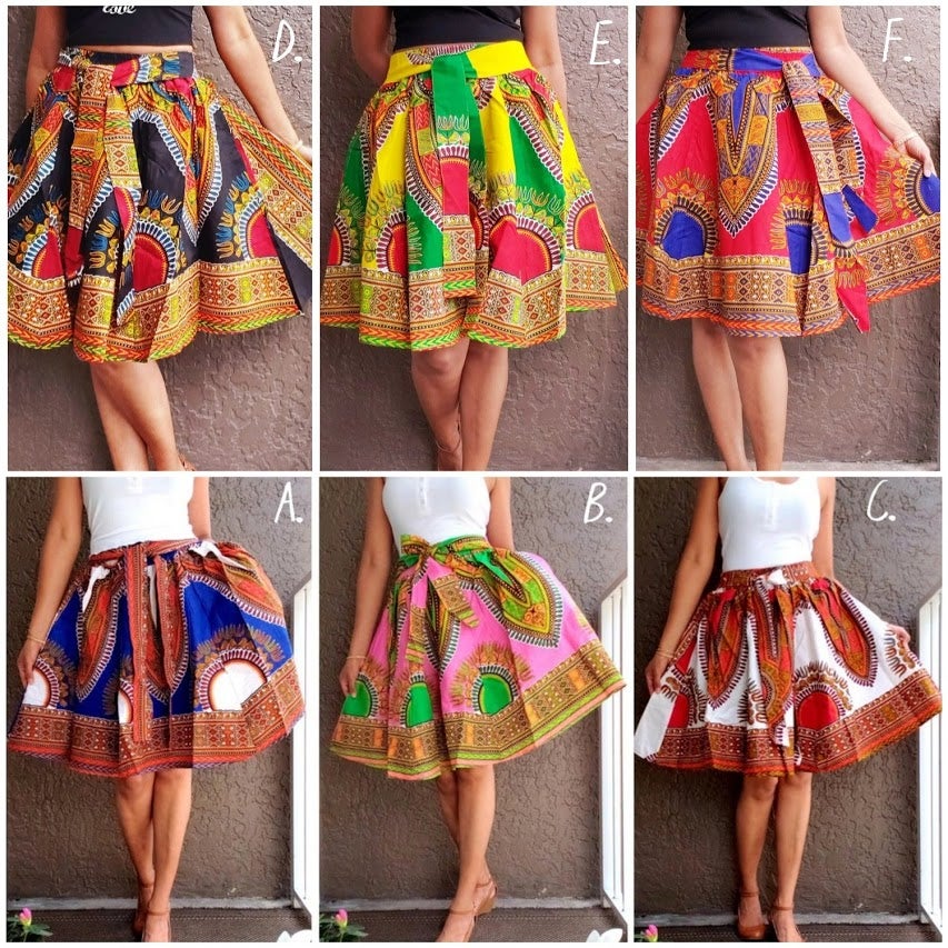 #7009 WOMAN SHORT DASHIKI SKIRT