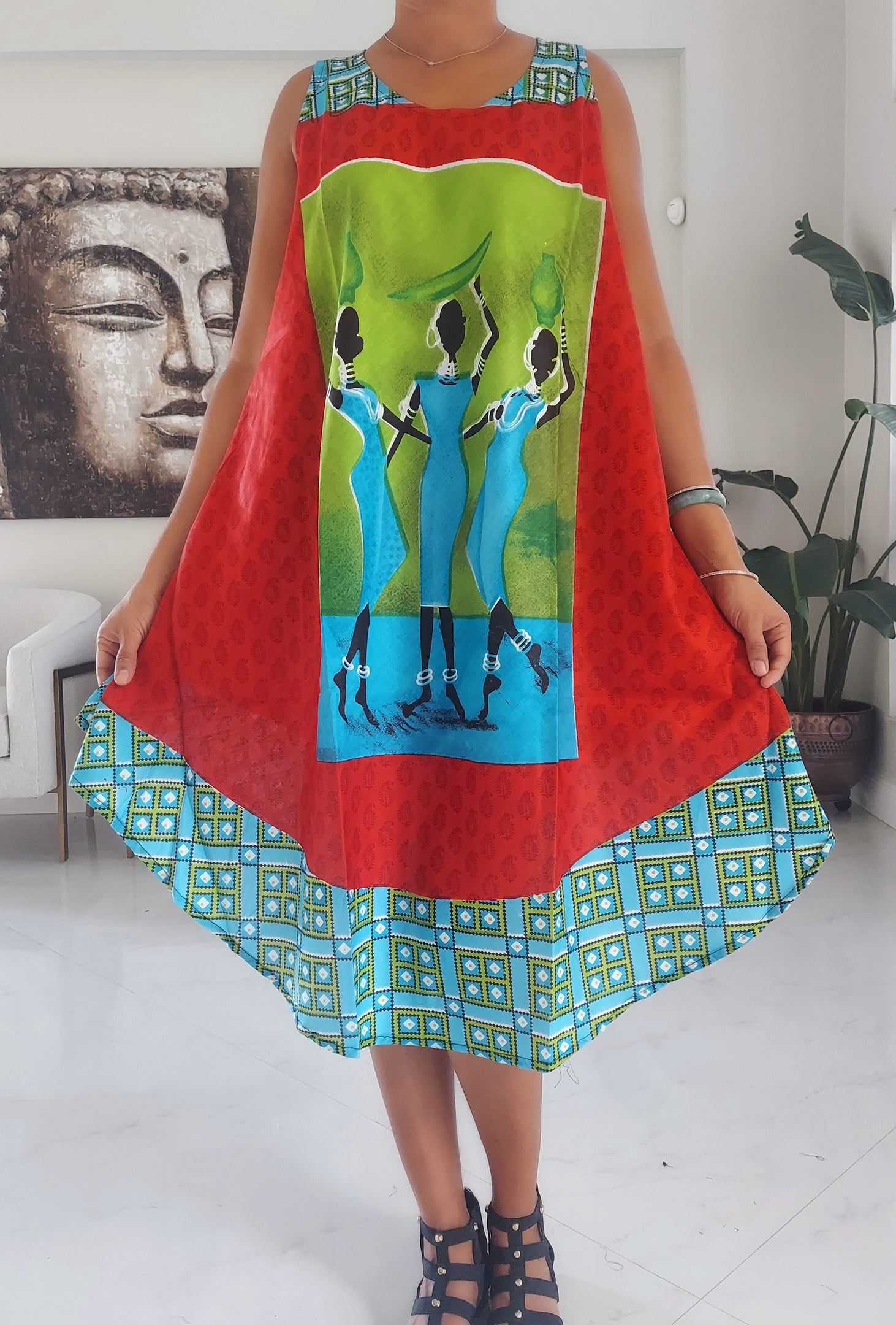 Umbrella Dress/ Beach Dress/ Tribal Print