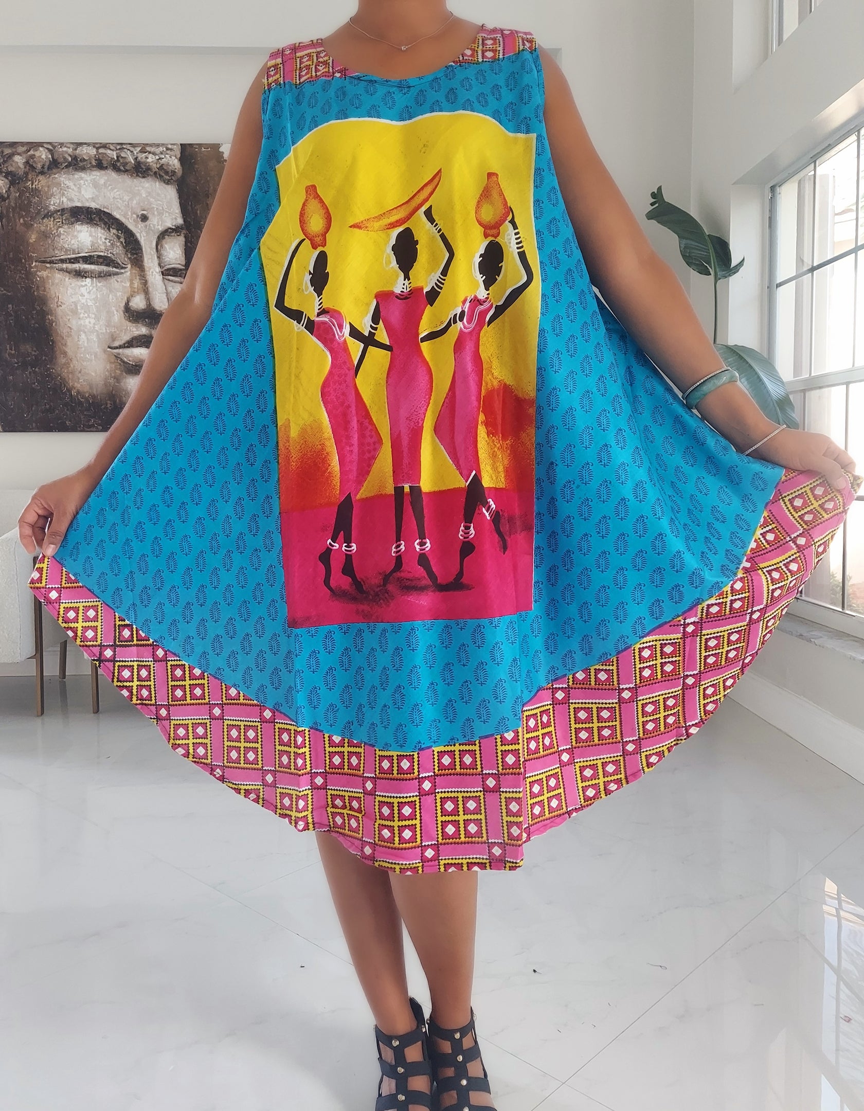 Umbrella Dress/ Beach Dress/ Tribal Print