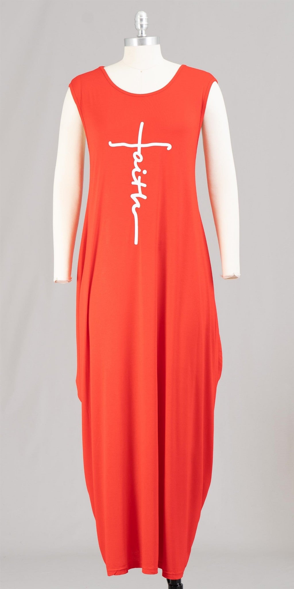 Women Sleeveless Long Bubble Jersey  Dress/ / Solid Black/Faith