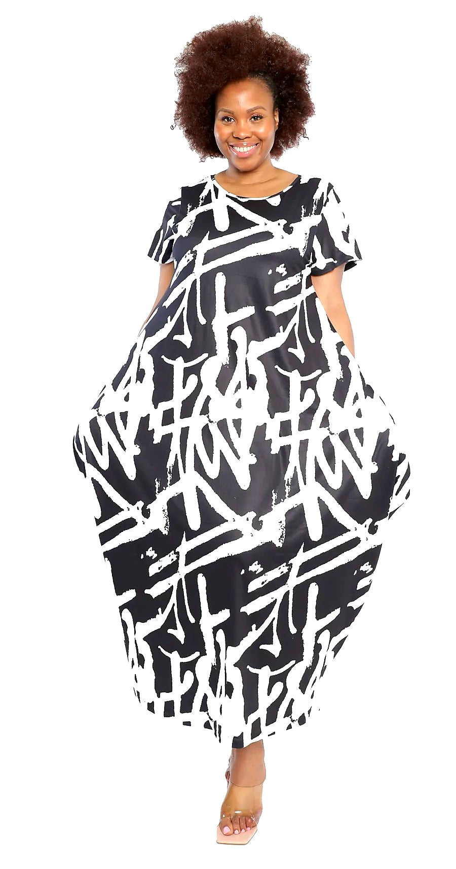 Woman Bubble Dress 21040 Black India Batik Woman Bubble Dress 21040 Black India Batik