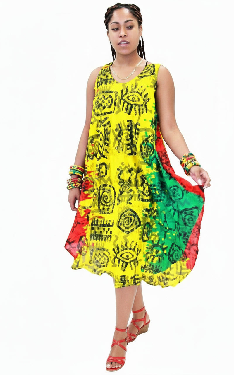 Umbrella Dress/Ethnic Sun Dress- Rasta 1321