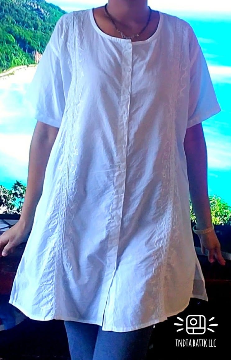 COTTON EMBROIDERY BLOUSE -WHITE 