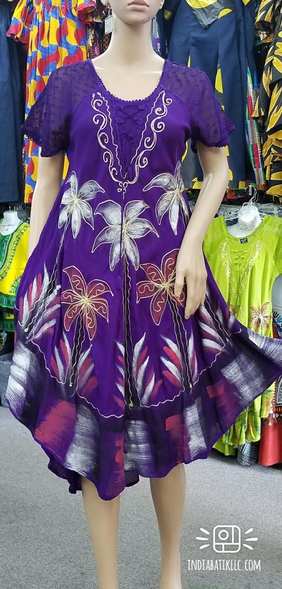 UMBRELLA DRESS/PALM PRINT/ SLEEVES #404