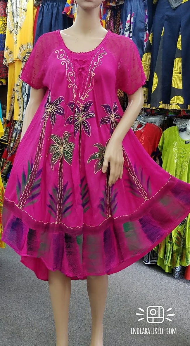 UMBRELLA DRESS/PALM PRINT/ SLEEVES #404