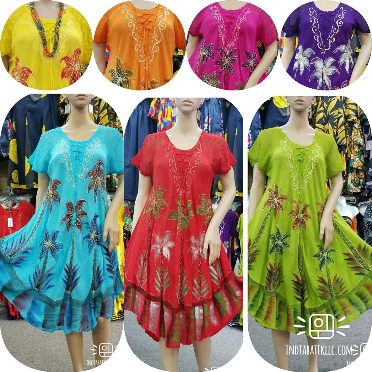 UMBRELLA DRESS/PALM PRINT/ SLEEVES #404