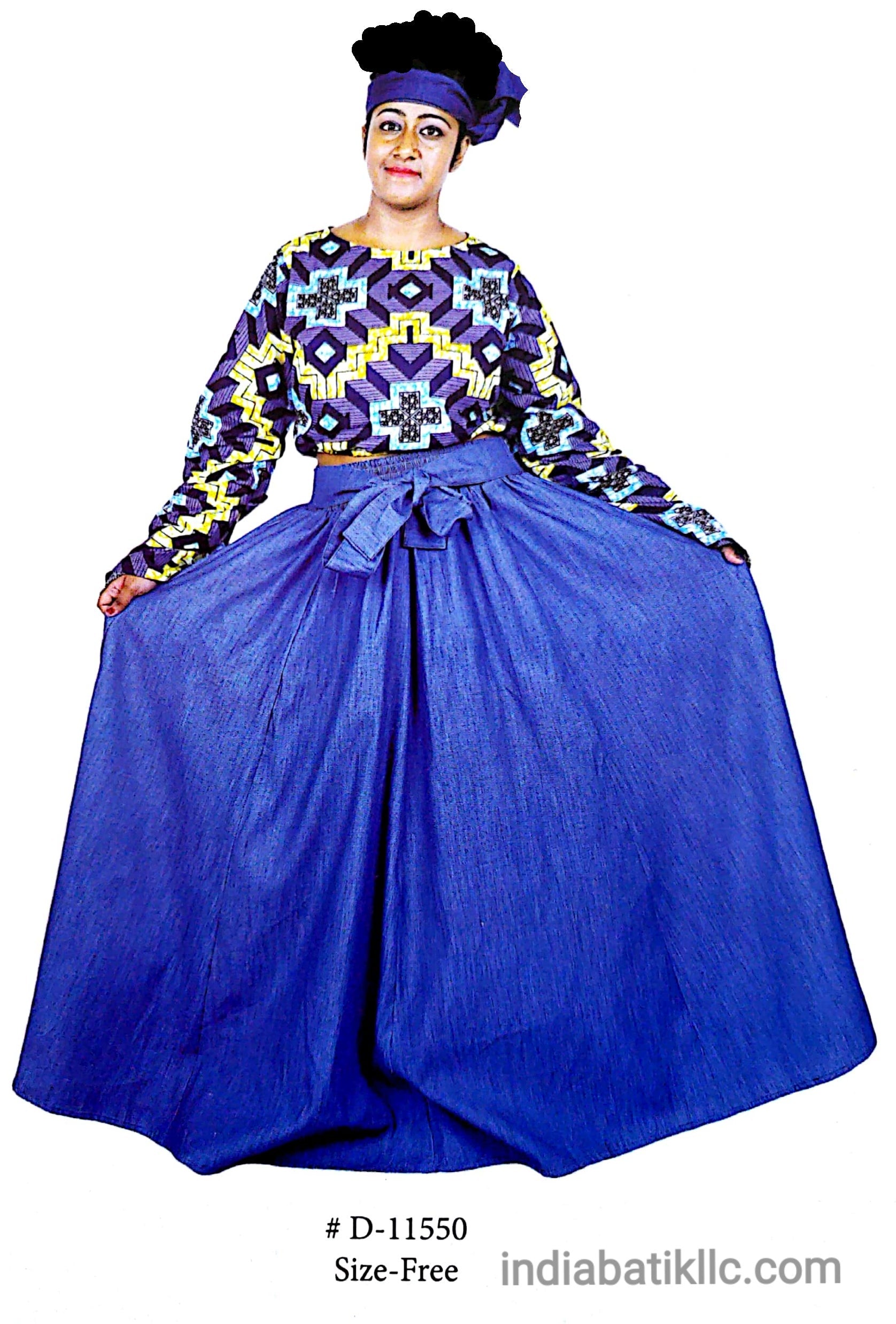 All denim long flared maxi skirt