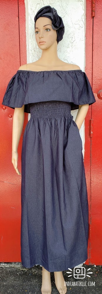 DENIM SMOCKED DRESS