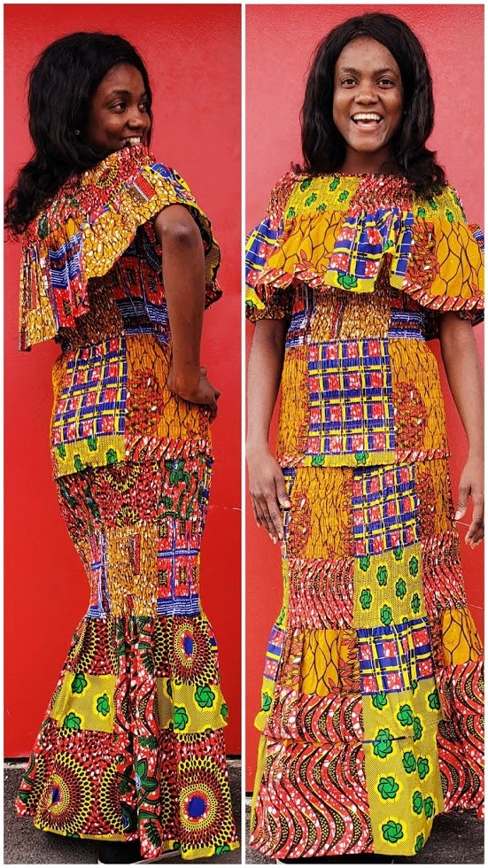 WOMAN SMOCK SKIRT & BLOUSE SET