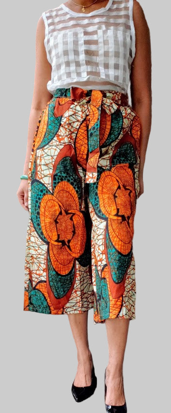 #2675 Women African  Printed Capri Pant